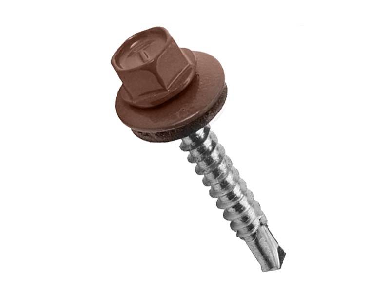 Саморезы кровельные 4,8х29 сверло RAL8017 шоколадно-коричневый