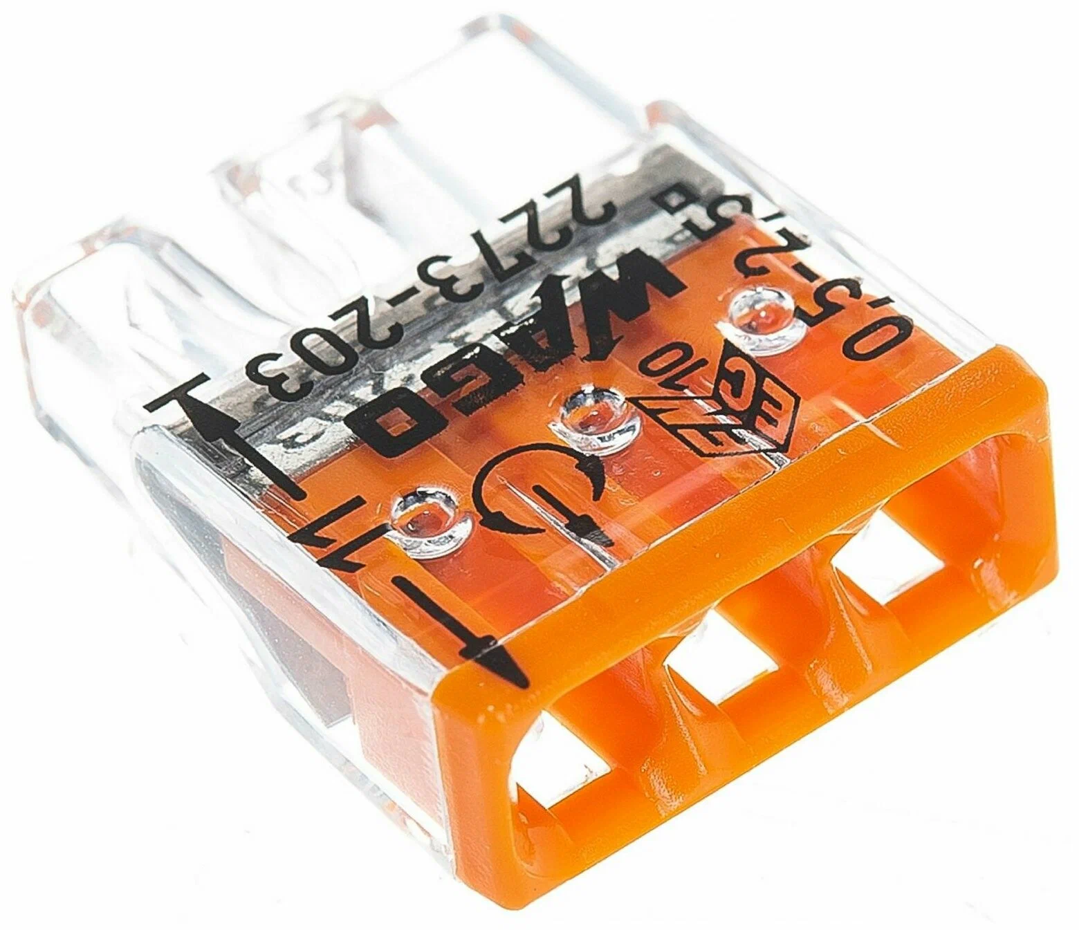 Клемма 3 контакта без пасты WAGO 2273-203 (0,5х2,5мм)