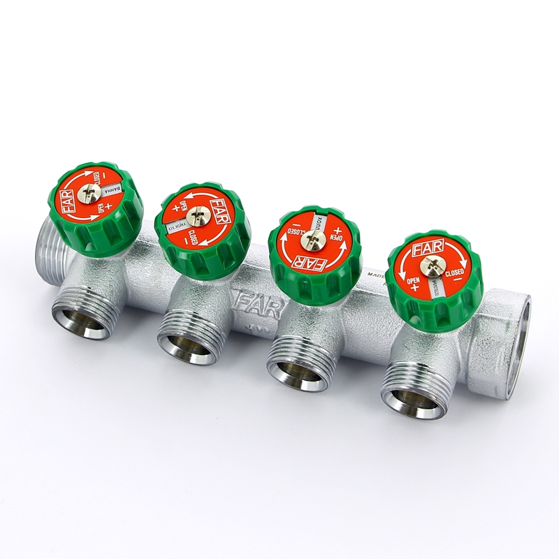 Коллектор FAR 3/4″x1/2″ на 4 выхода «евроконус» (ВР-НР) FK 3823 3412