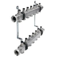Коллектор TECE 1"x3/4" 5 контуров с запорными вентилями в сборе из нерж.стали, квадр.сечения 712543