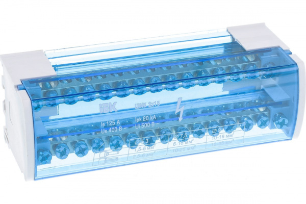 Шина на DIN-рейку в корпусе (кросс-модуль) ШНК 2х15 L+PEN IEK