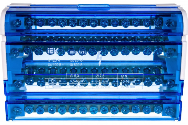 Шина на DIN-рейку в корпусе (кросс-модуль) ШНК 4х15 3L+PEN IEK