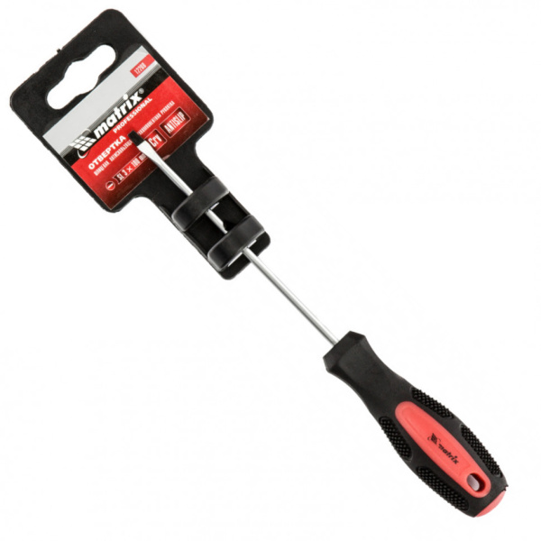 Отвертка Anti-Slip SL3 х 100 мм двухкомпонентная рукоятка MATRIX