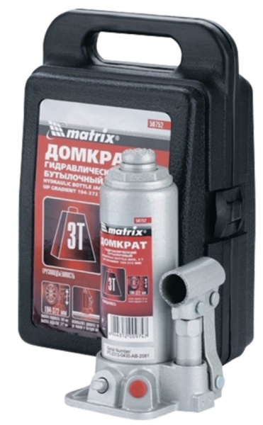 Домкрат гидравлический бутылочный, 3 т MATRIX
