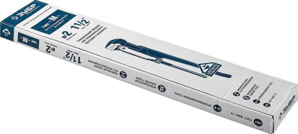 Ключ трубный рычажный ЗУБР ПРОФЕССИОНАЛ прямые губки №2