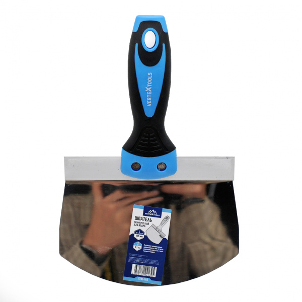 Шпатель VERTEXTOOLS нерж. полукруглый для ведра 165 мм