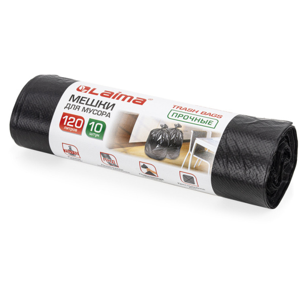 Мешок полиэтиленовый для мусора черный 120 л (10шт)