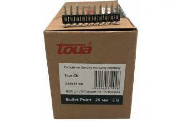 Гвозди по бетону TOUA EG bullet point 3,05х25 мм, 1000 шт