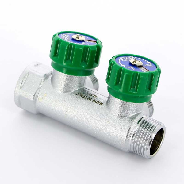 Коллектор FAR 3/4″x1/2″ на 2 выхода «евроконус» (ВР-НР) FK 3821 3412