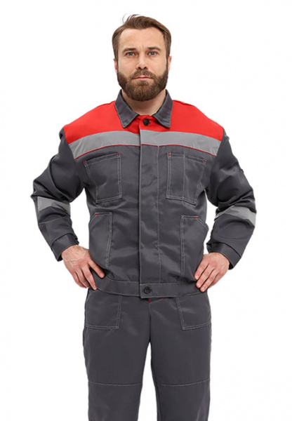 Костюм мужской ЛЕГИОН т-серый с красным 48-50 рост 182-188 см