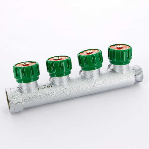 Коллектор FAR 3/4″x1/2″ на 4 выхода «плоское уплотнение» (ВР-НР) FK 3824 3412TP