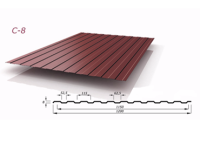 Профнастил коричневый RAL 8017 С8 толщина 0.37мм