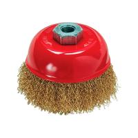 Щетка для УШМ 75 мм, М14 чашка латунированная витая провол MATRIX