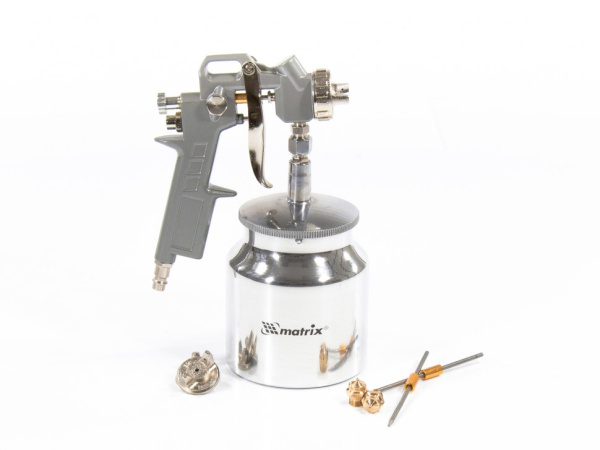Краскораспылитель MATRIX с нижним бачком V 1, 0 л, сопло D 1.2, 1.5 и 1.8 мм