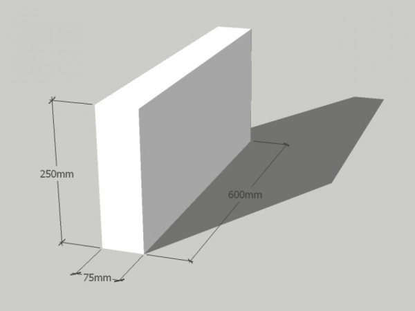 Блок из ячеистого бетона газосиликатный D500 600х250х75 мм