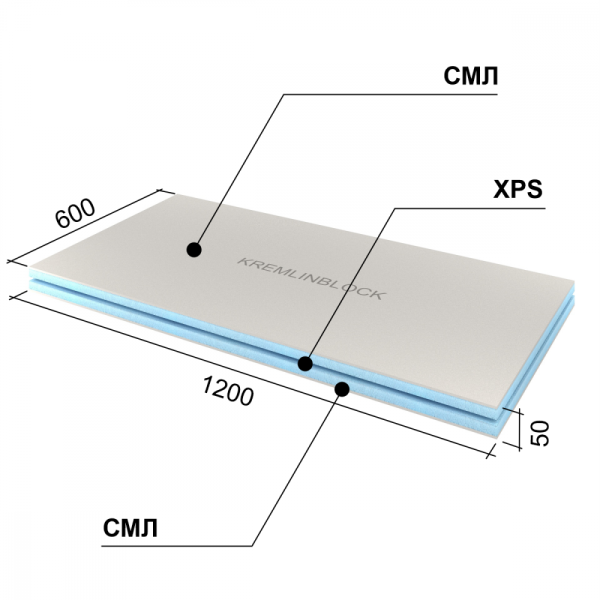 Кремлевский Блок 1200х600х50 мм (0,72 м²)