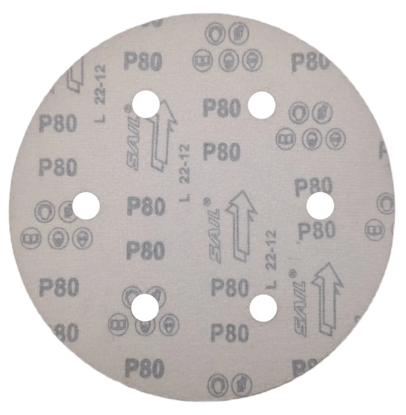 Круг шлифовальный 6 отверстий 225х22 P80