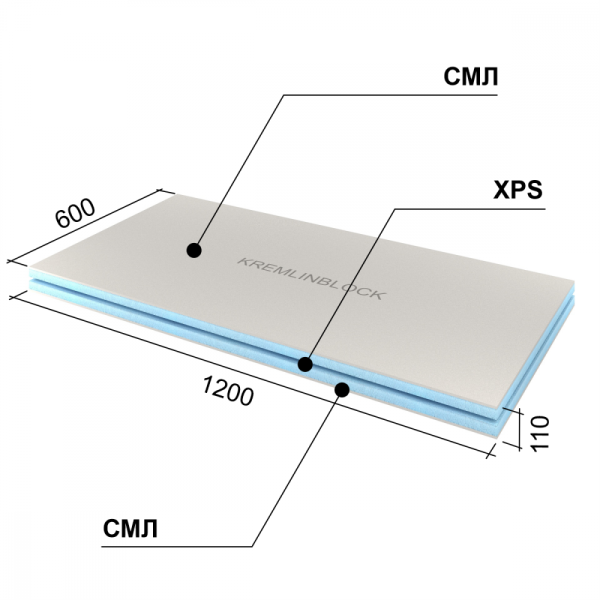 Кремлевский Блок 1200х600х110 мм (0,72 м²)
