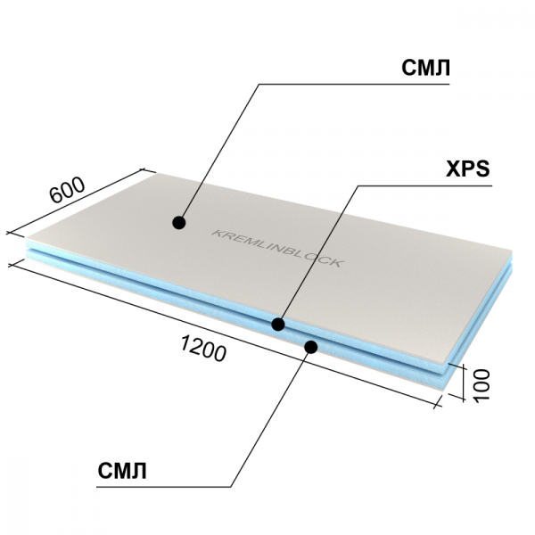 Кремлевский Блок 1200х600х100 мм (0,72 м²)